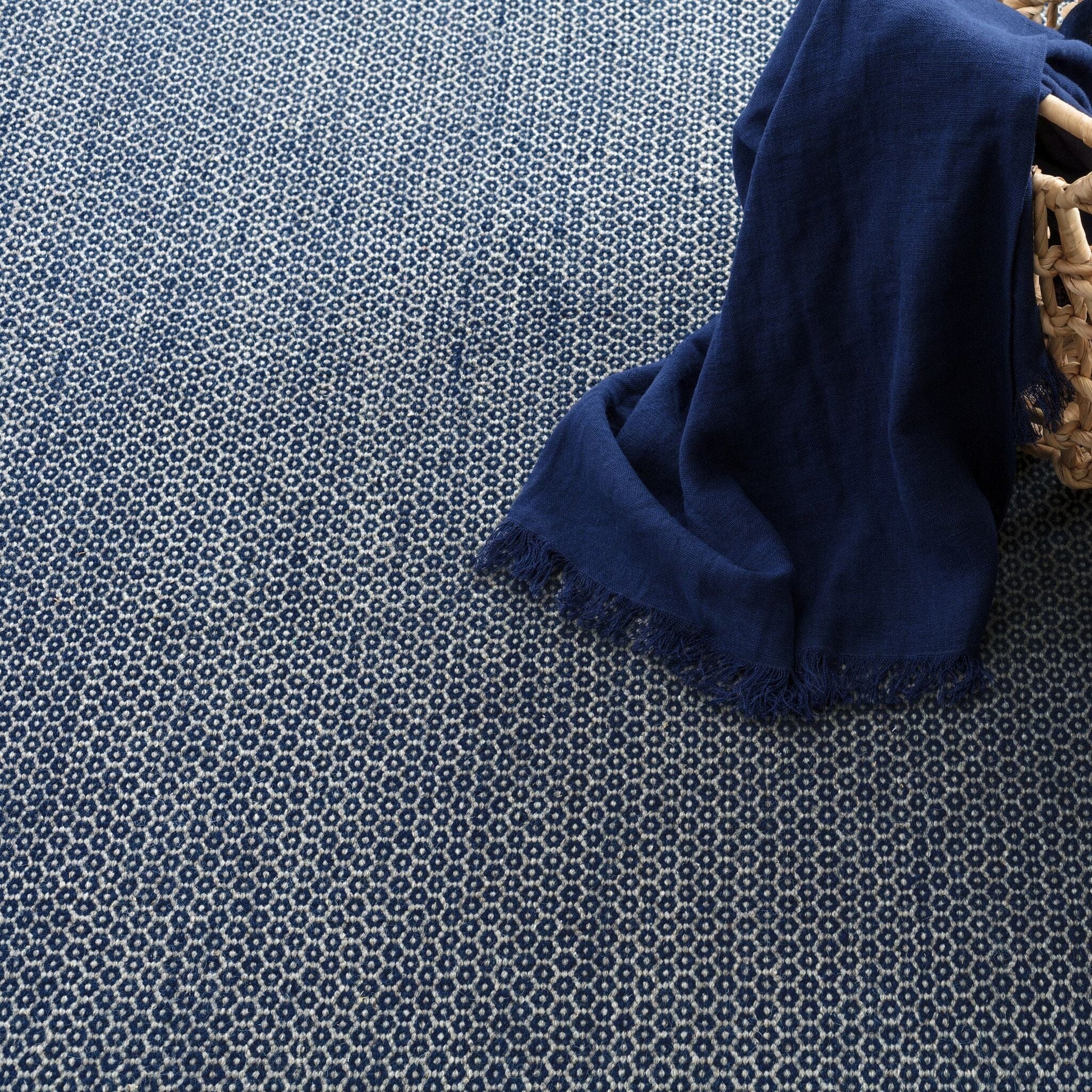 Honeycomb Indigo/Grey Handwoven Wool Rug Rugs 