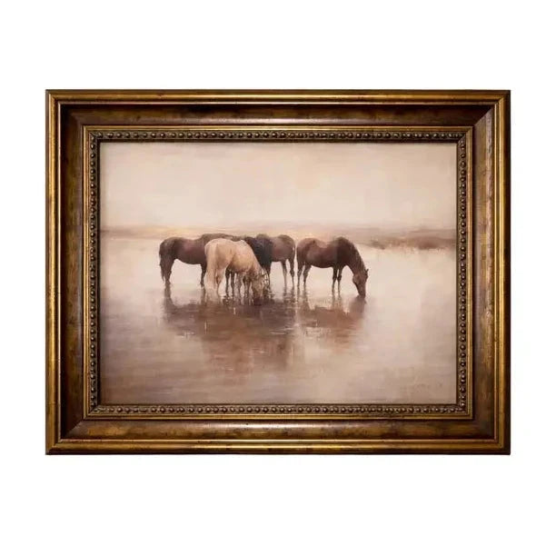 Horse Herd | French Beaded Brass Inspired Framed Art Framed Art 