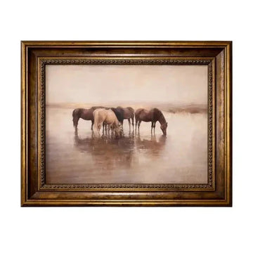 Horse Herd | French Beaded Brass Inspired Framed Art Framed Art 