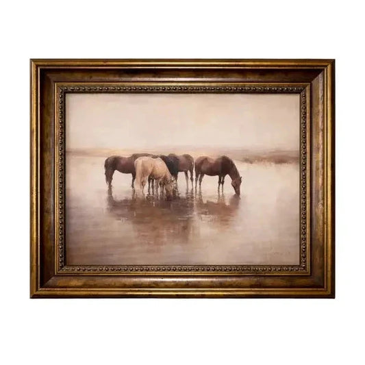 Horse Herd | French Beaded Brass Inspired Framed Art Framed Art 