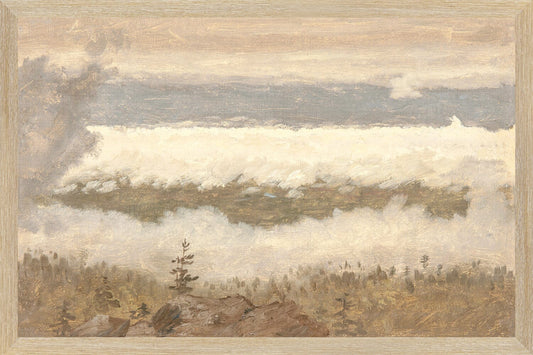 Hudson River School- Clouds From the Catskills C. 1870- Canvas on Board Framed Art 