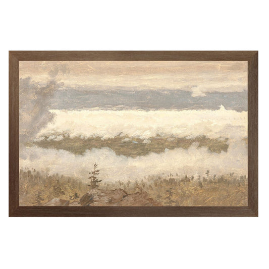 Hudson River School- Clouds From the Catskills C. 1870- Canvas on Board Framed Art 