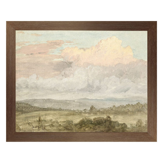 Hudson River School- Clouds, Hudson Valley C. 1870- Canvas on Board Framed Art 