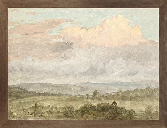 Hudson River School- Clouds, Hudson Valley C. 1870- Canvas on Board Framed Art 