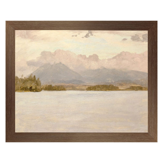 Hudson River School- Lake Katahdin C. 1870- Canvas on Board Framed Art 