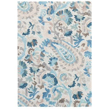 Ines Blue Hand Micro Hooked Wool Rug Rugs 