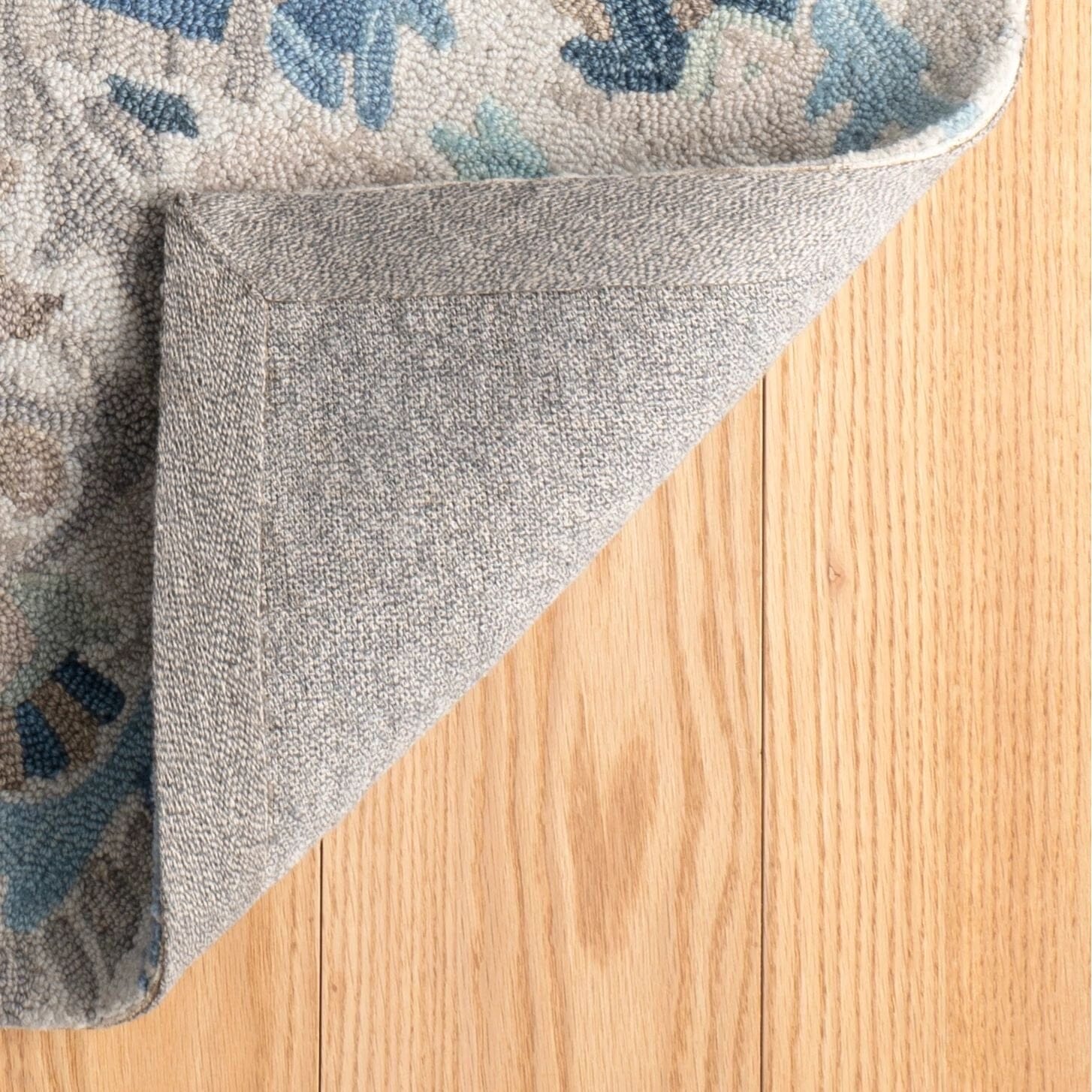Ines Blue Hand Micro Hooked Wool Rug Rugs 
