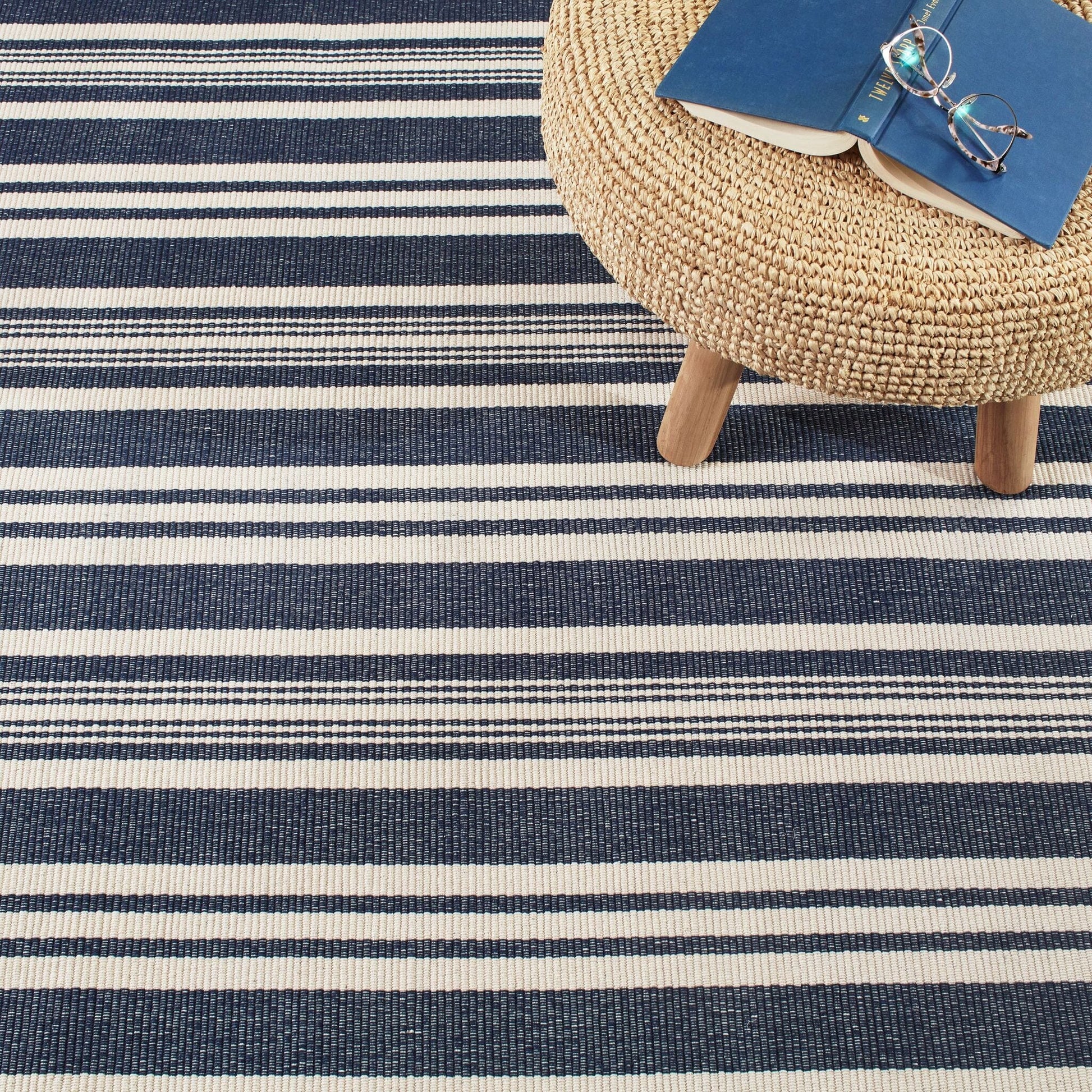 Irving Stripe Ivory Handwoven Cotton Rug Rugs 