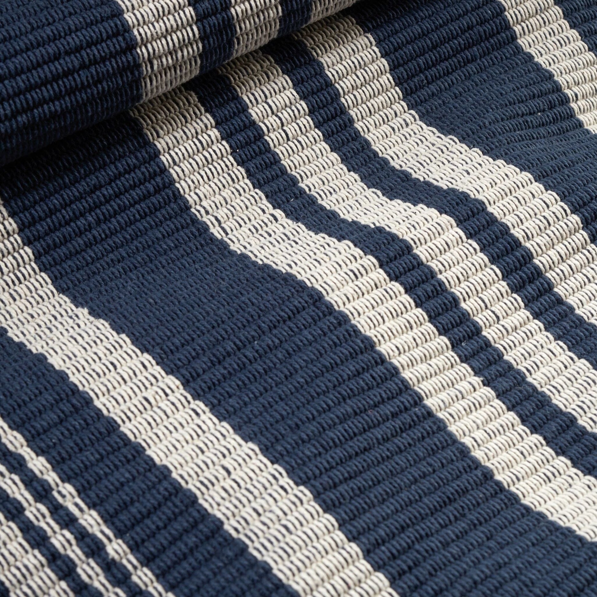 Irving Stripe Navy Handwoven Cotton Rug Rugs 