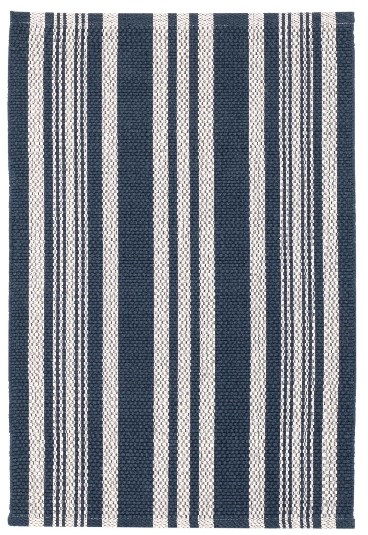 Irving Stripe Navy Handwoven Cotton Rug Rugs 