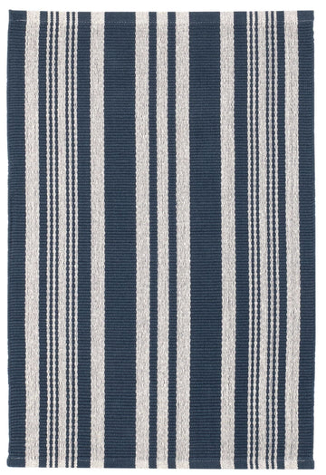 Irving Stripe Navy Handwoven Cotton Rug Rugs 