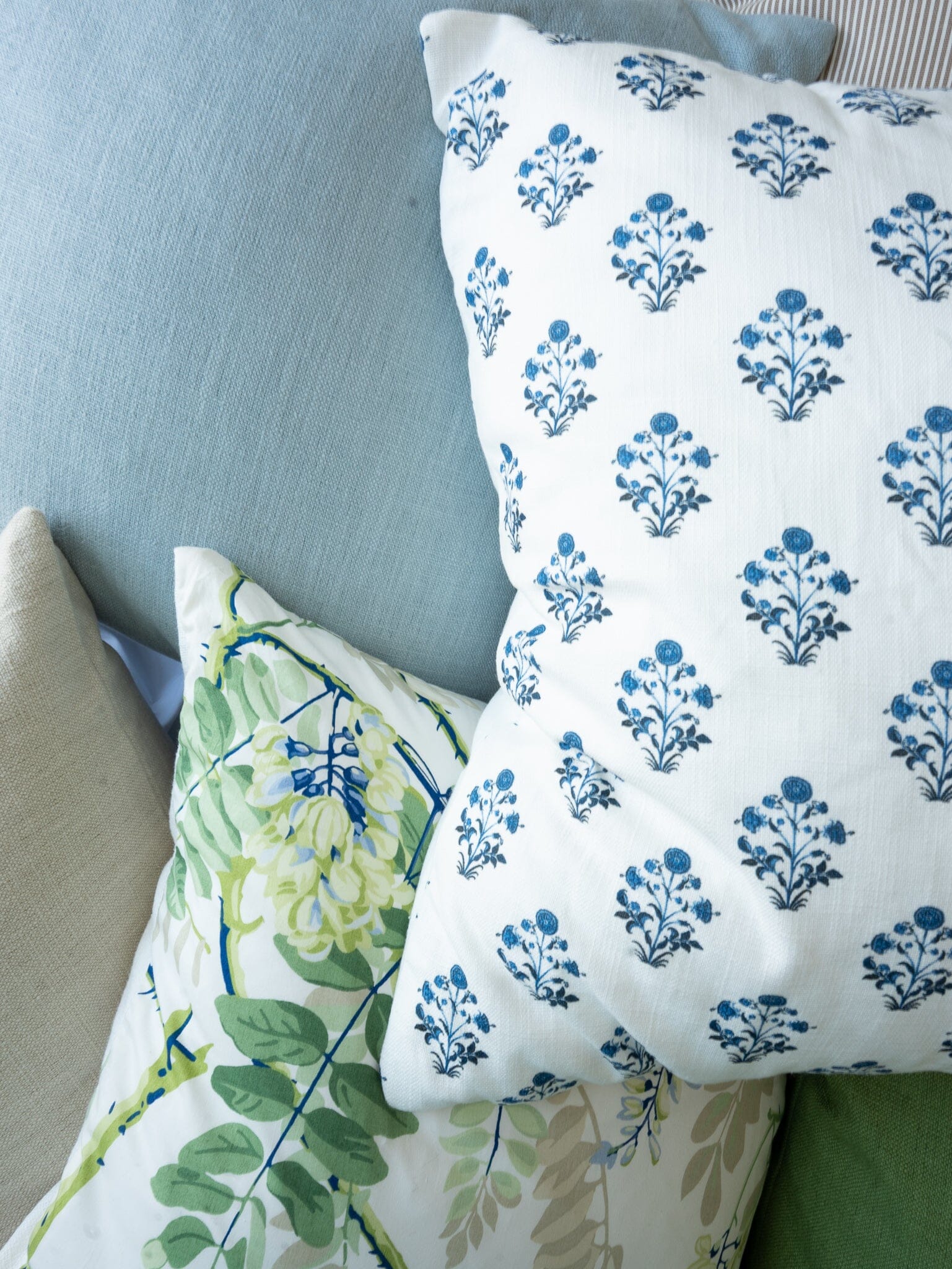 Izzy Blue Block Print Pillow 22" Pillows 