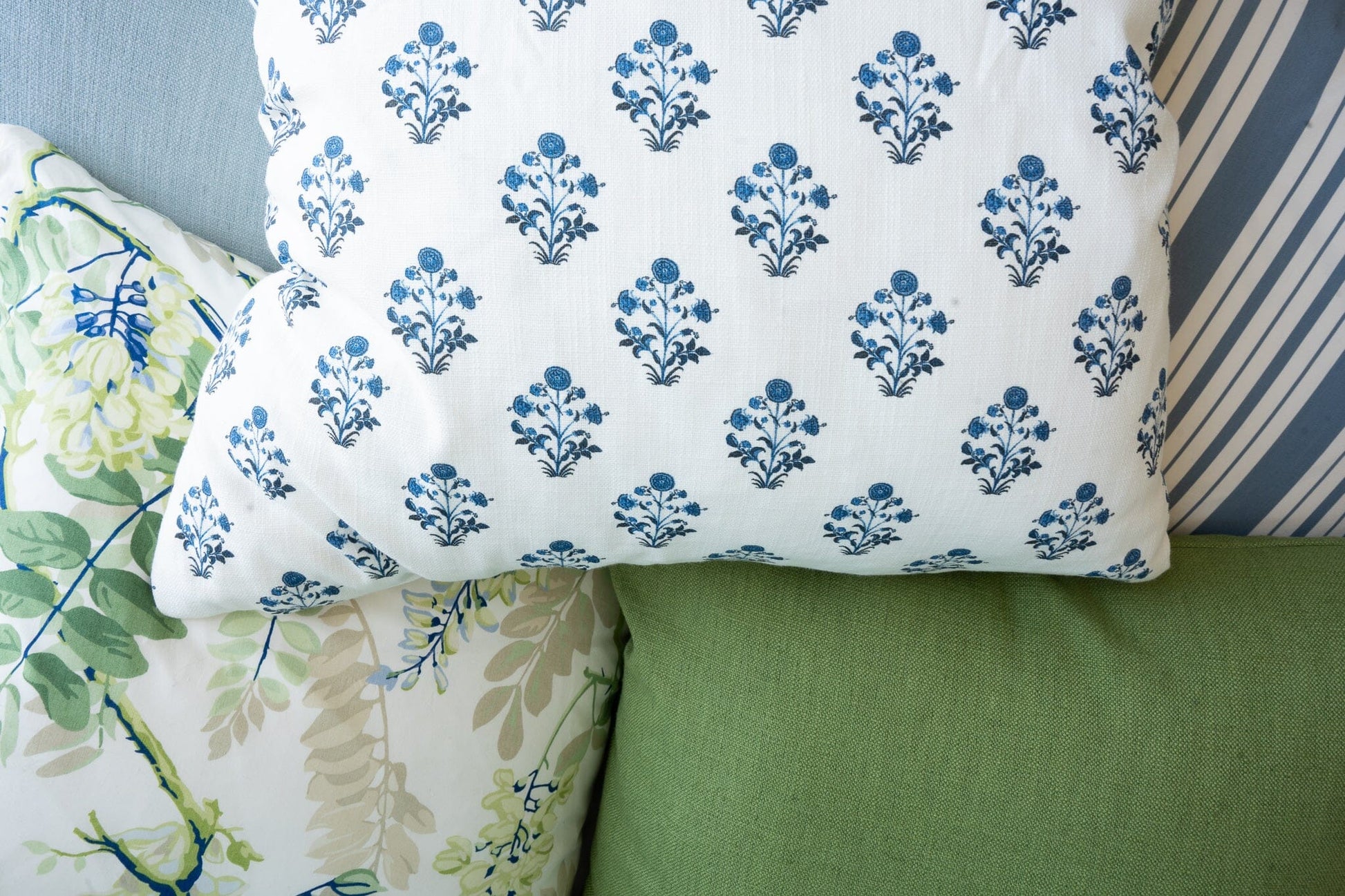 Izzy Blue Block Print Pillow 22" Pillows 