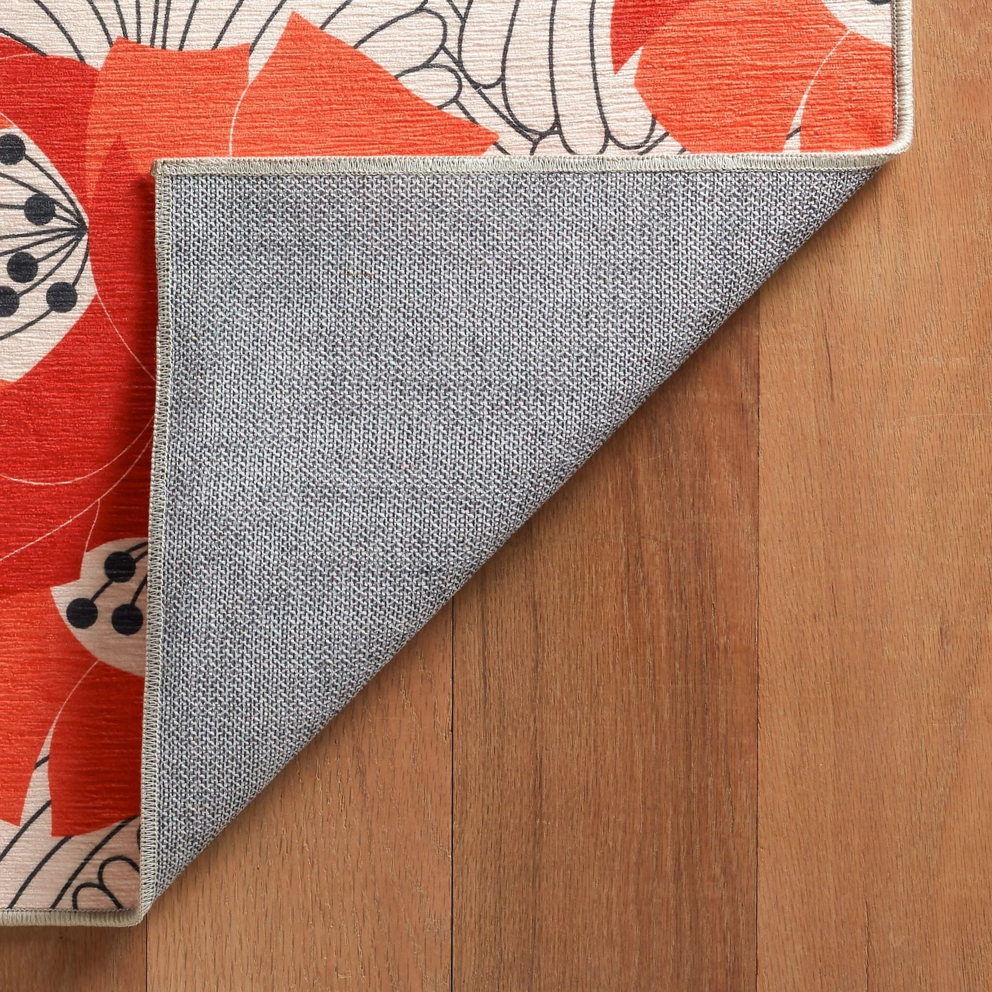 Japanese Poppy Multi Machine Washable Rug Rugs 