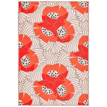 Japanese Poppy Multi Machine Washable Rug Rugs 