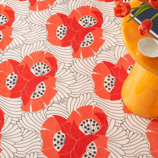 Japanese Poppy Multi Machine Washable Rug Rugs 
