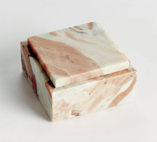 Jaqueline Square Lidded Marble Box Objects & Accents 