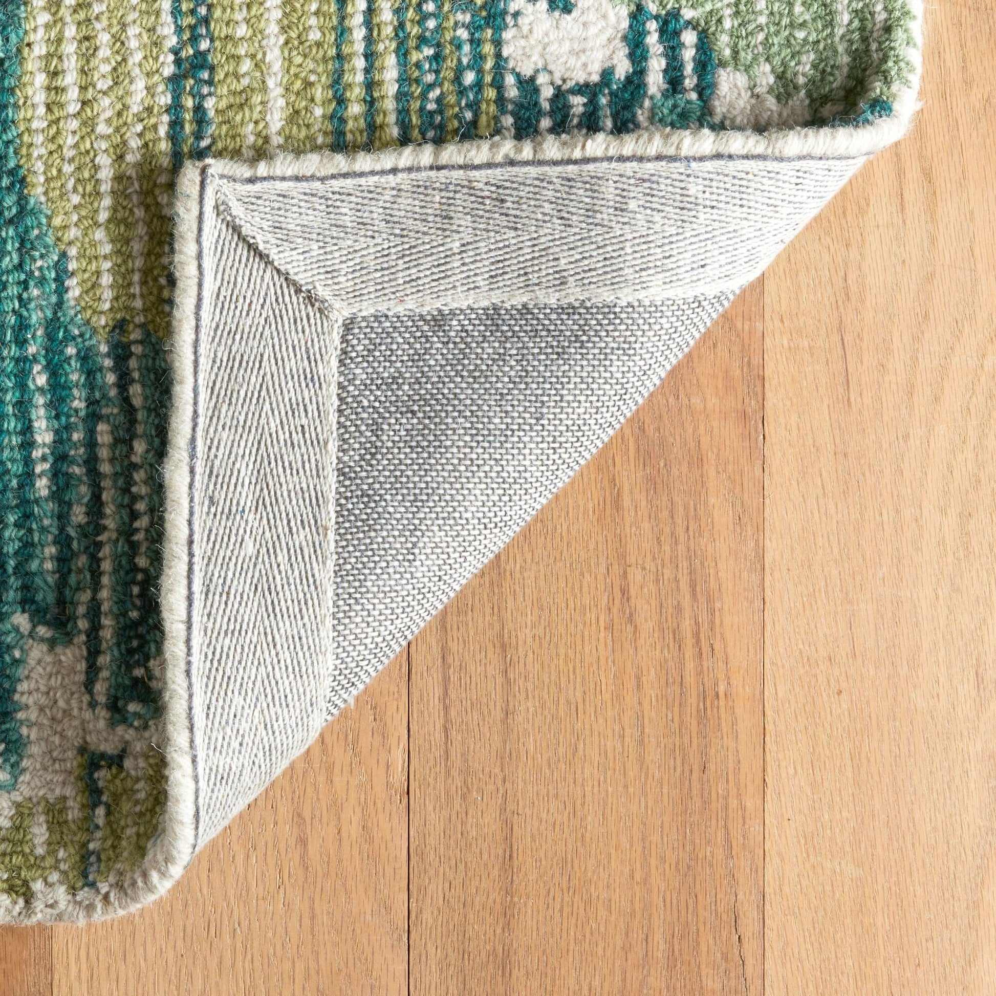 Ladycross Green Hand Hooked Wool Rug Rugs 