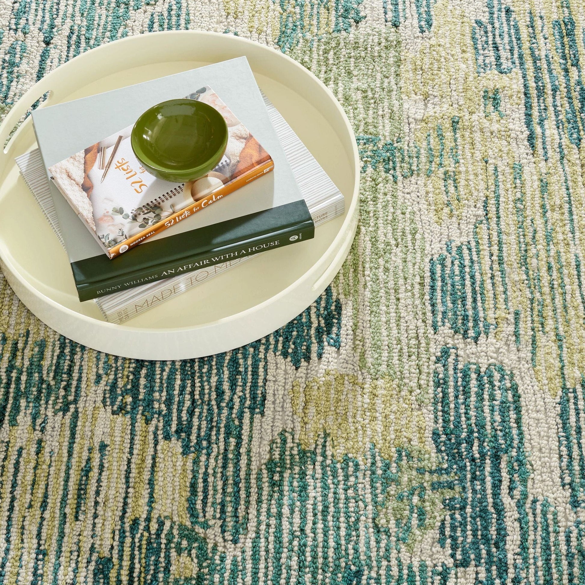Ladycross Green Hand Hooked Wool Rug Rugs 