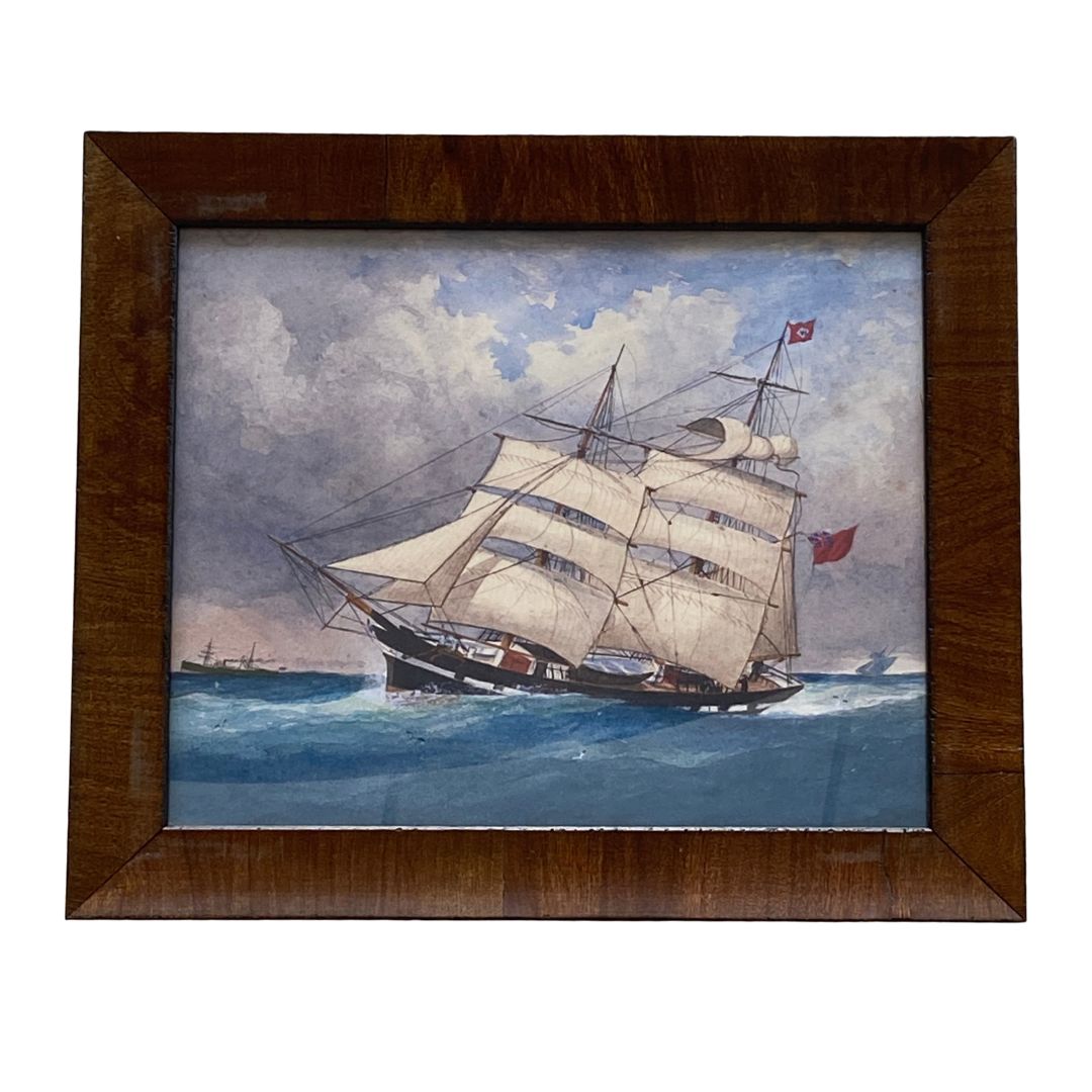 Landscape Schooner Vintage Print Framed Art 