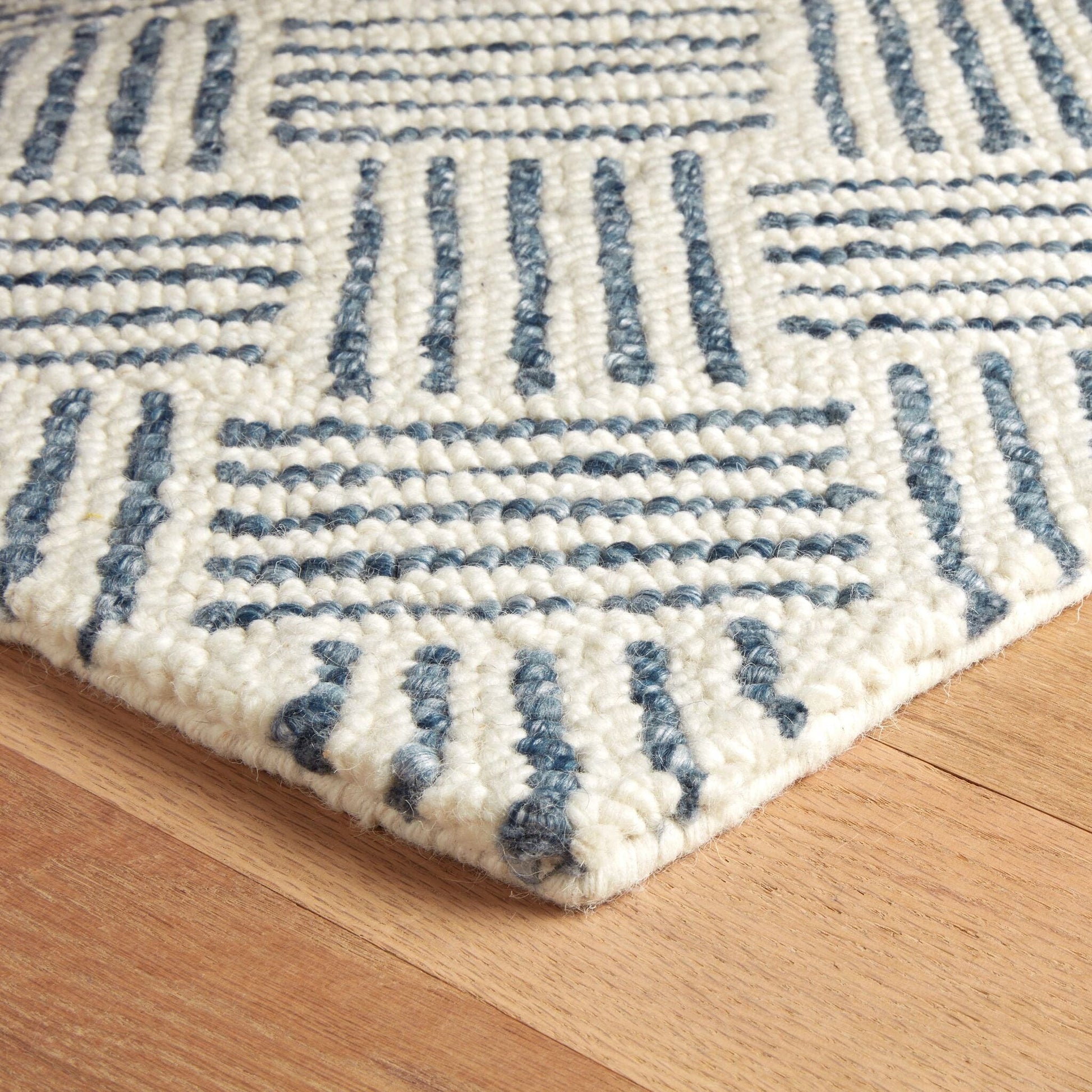 Layers Indigo Hand Hooked Wool Rug Rugs 