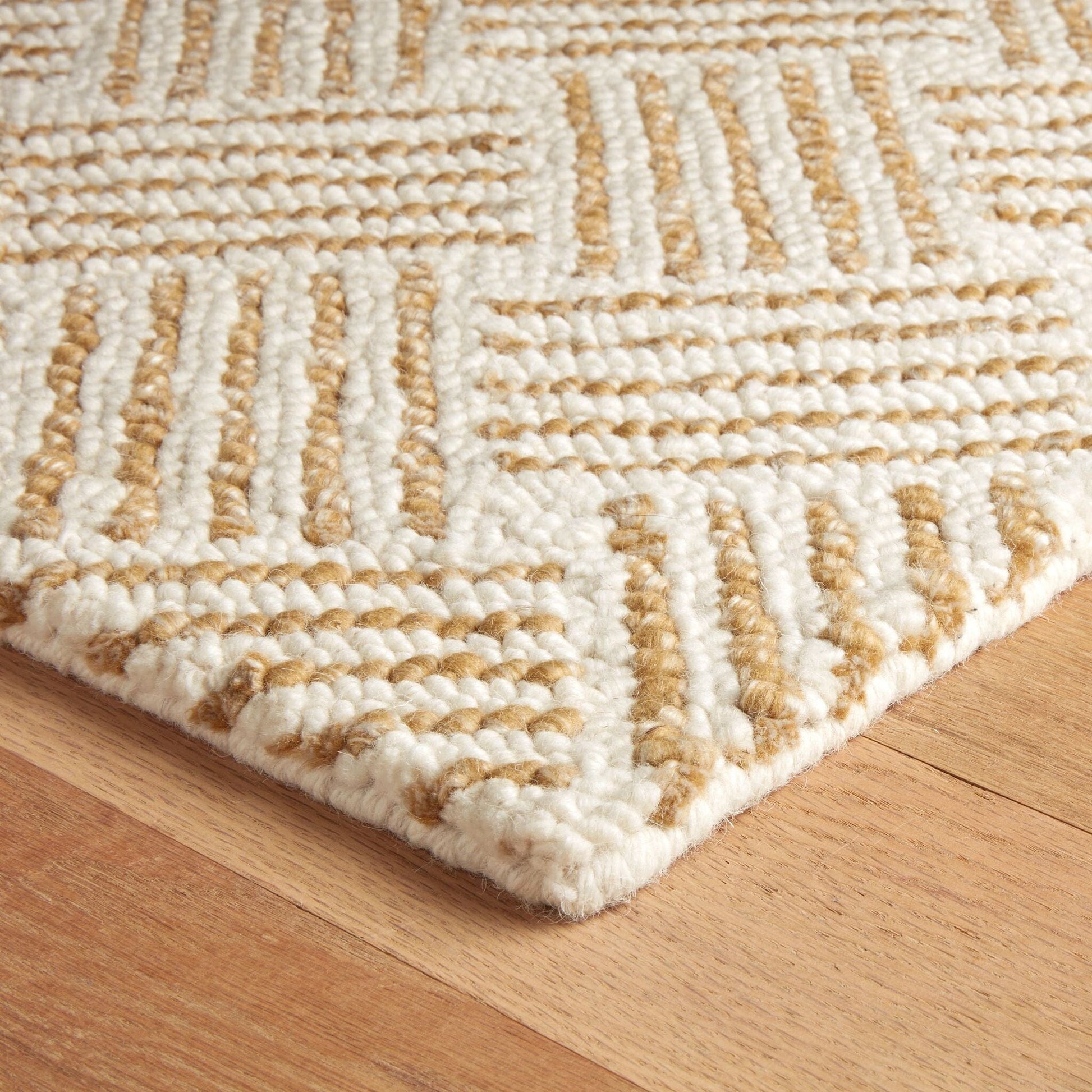 Layers Ochre Hand Hooked Wool Rug Rugs 