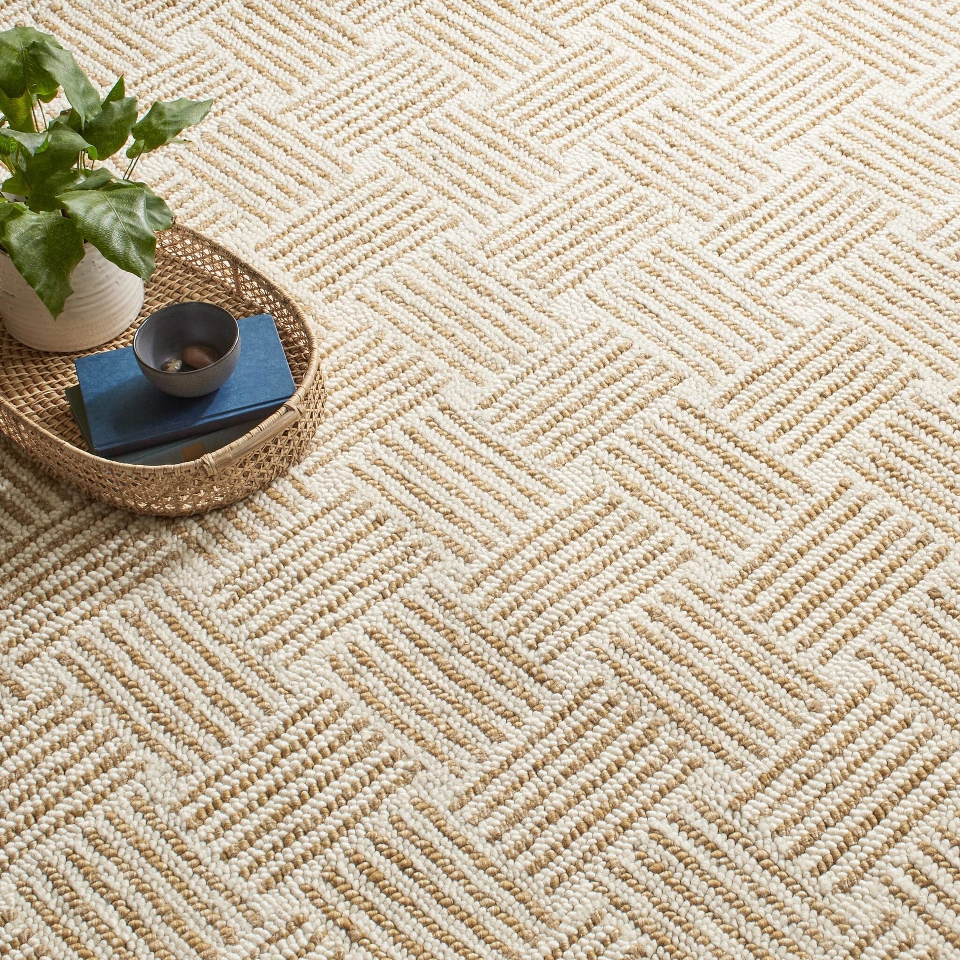 Layers Ochre Hand Hooked Wool Rug Rugs 