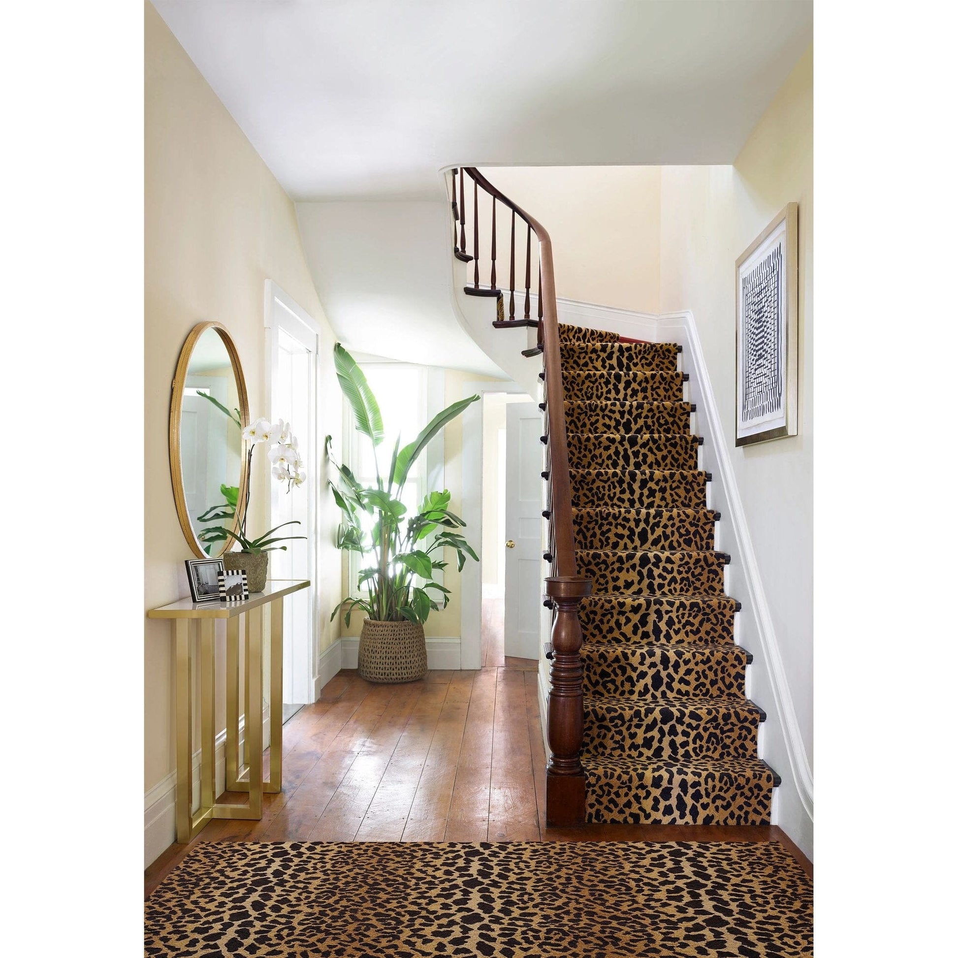 Leopard Hand Micro Hooked Wool Rug - Brown Rugs 