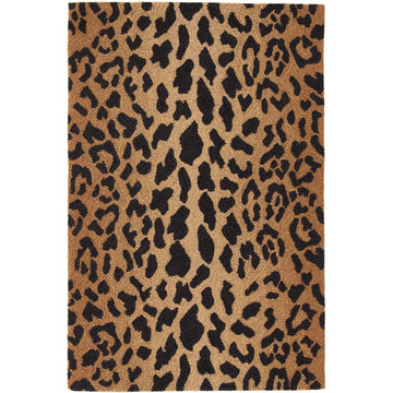 Leopard Hand Micro Hooked Wool Rug - Brown Rugs 