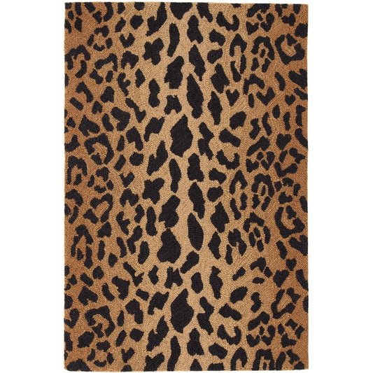 Leopard Hand Micro Hooked Wool Rug - Brown Rugs 