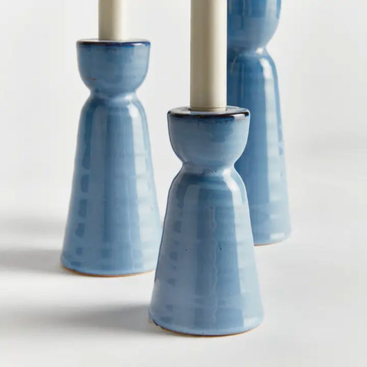 Libbey Taper Holder- Blue Objects & Accents 