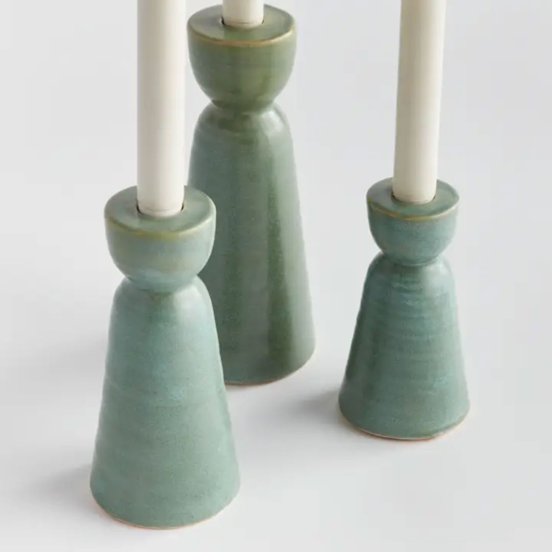 Libbey Taper Holder- Green Objects & Accents 