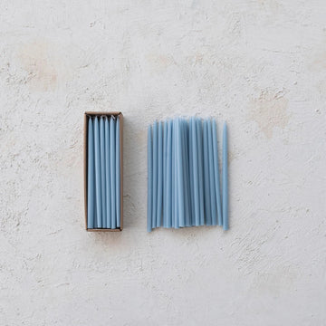 Light Blue Unscented Thin Taper Candles & Home Fragrance 