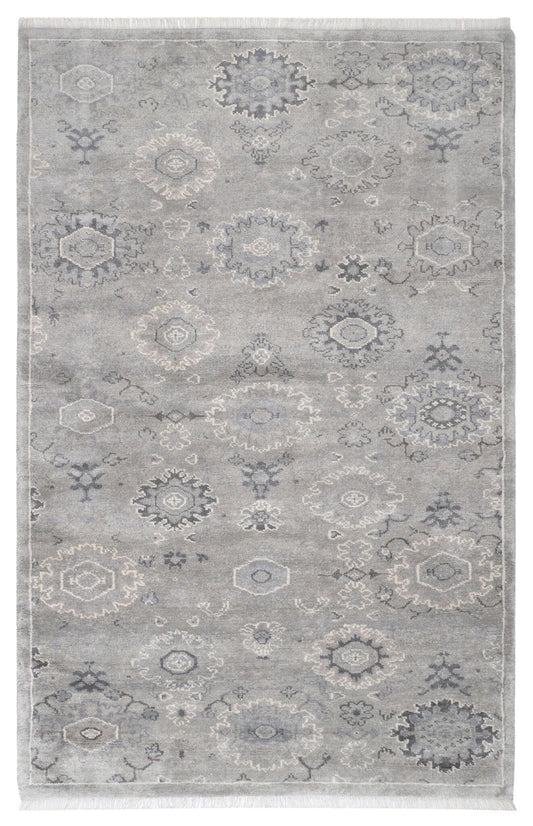 Lila Grey Hand Knotted Wool Rug Rugs 