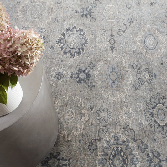 Lila Grey Hand Knotted Wool Rug Rugs 