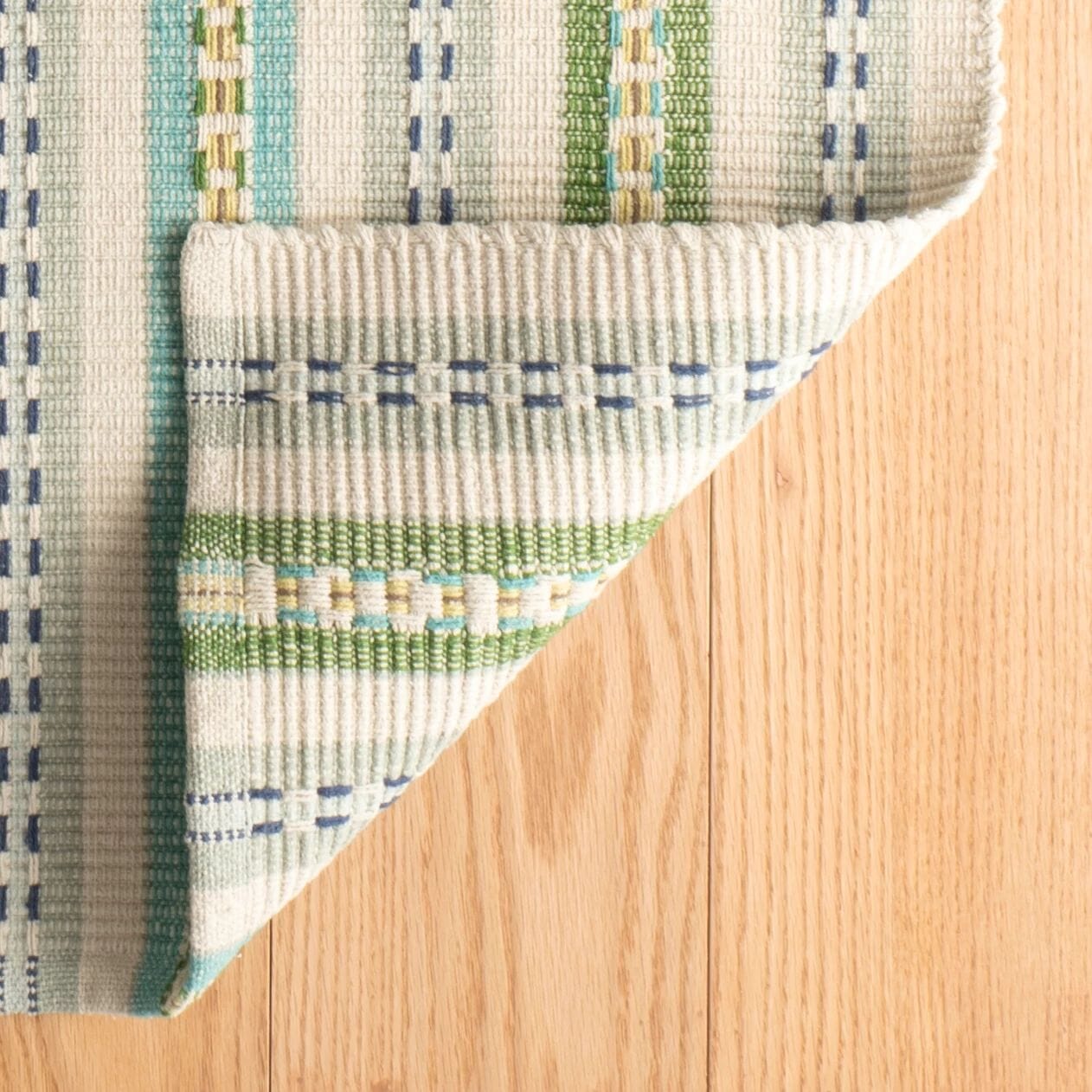 Long Slade Teal Handwoven Cotton Rug Rugs 