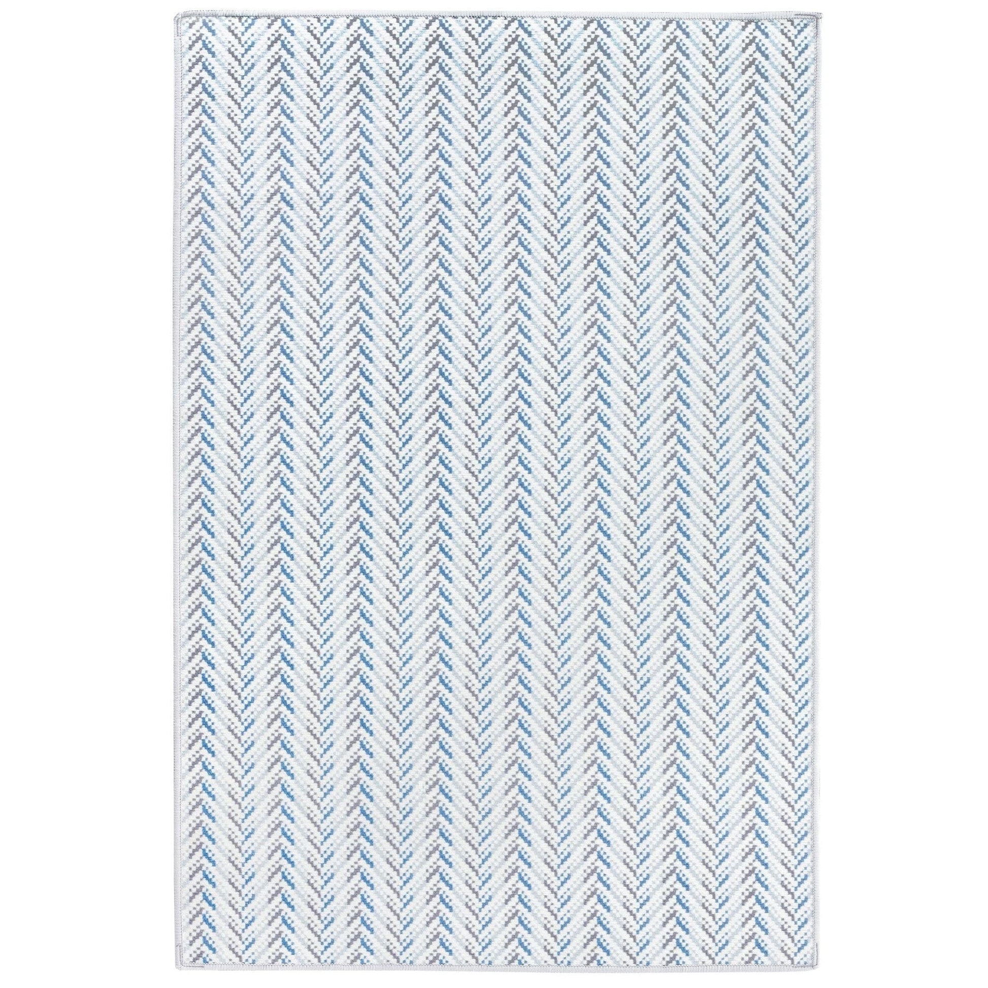 Lowell Blue Machine Washable Rug RUGS 