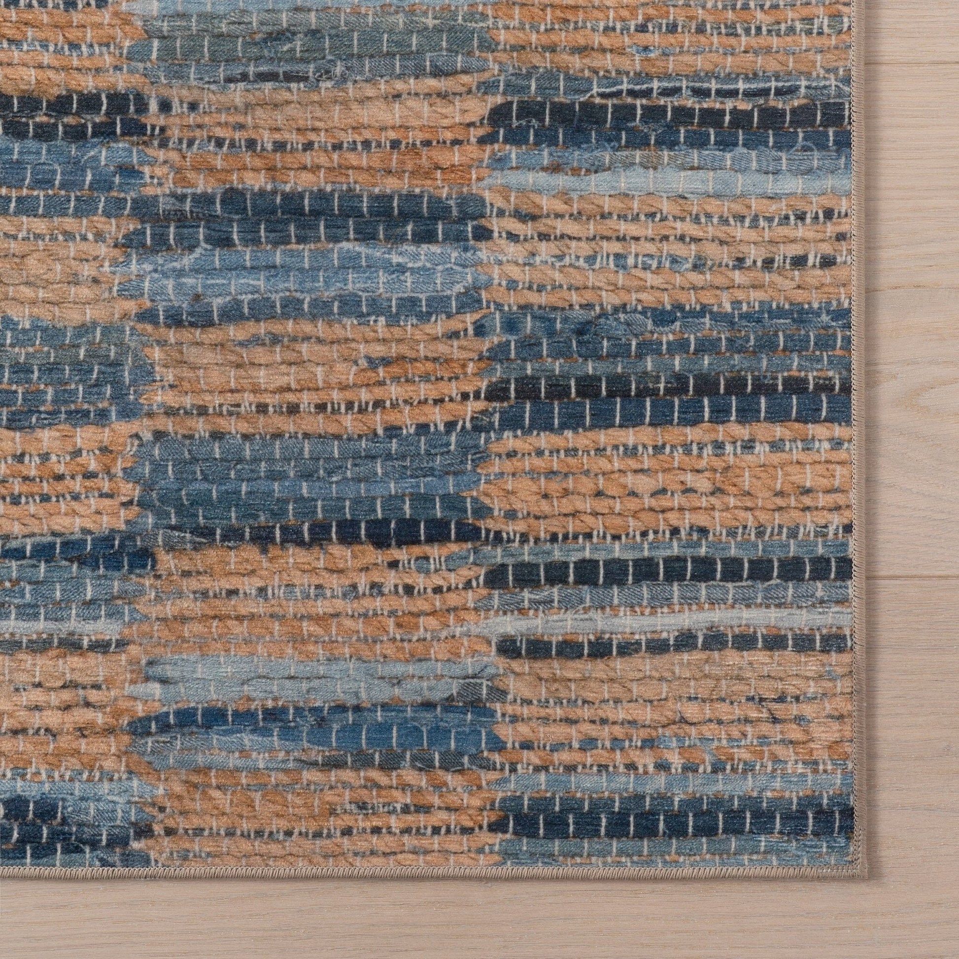 Lynix Coastal Striped Machine Washable Rug - Natural Rugs 