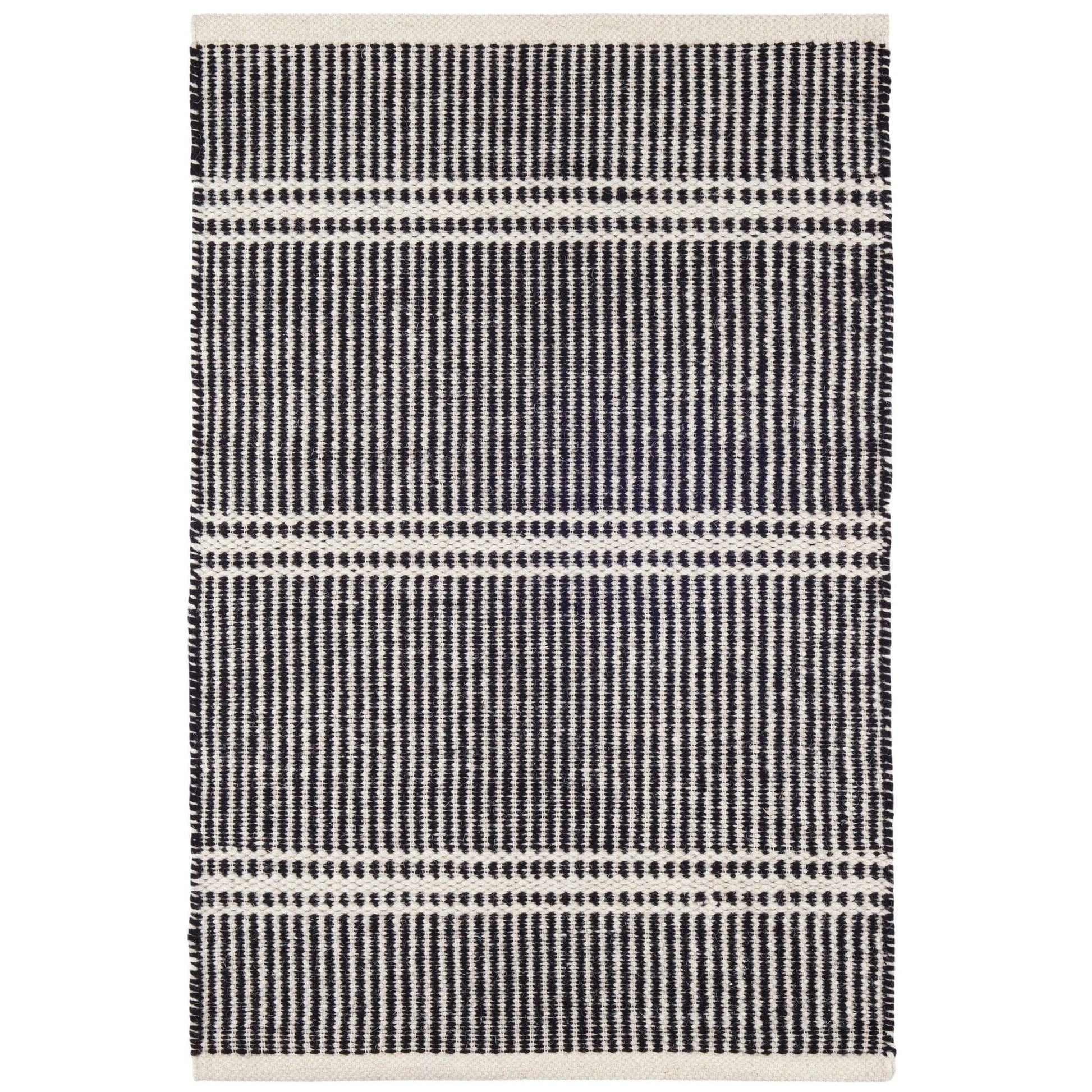 Malta Black/Ivory Handwoven Wool Rug Rugs 