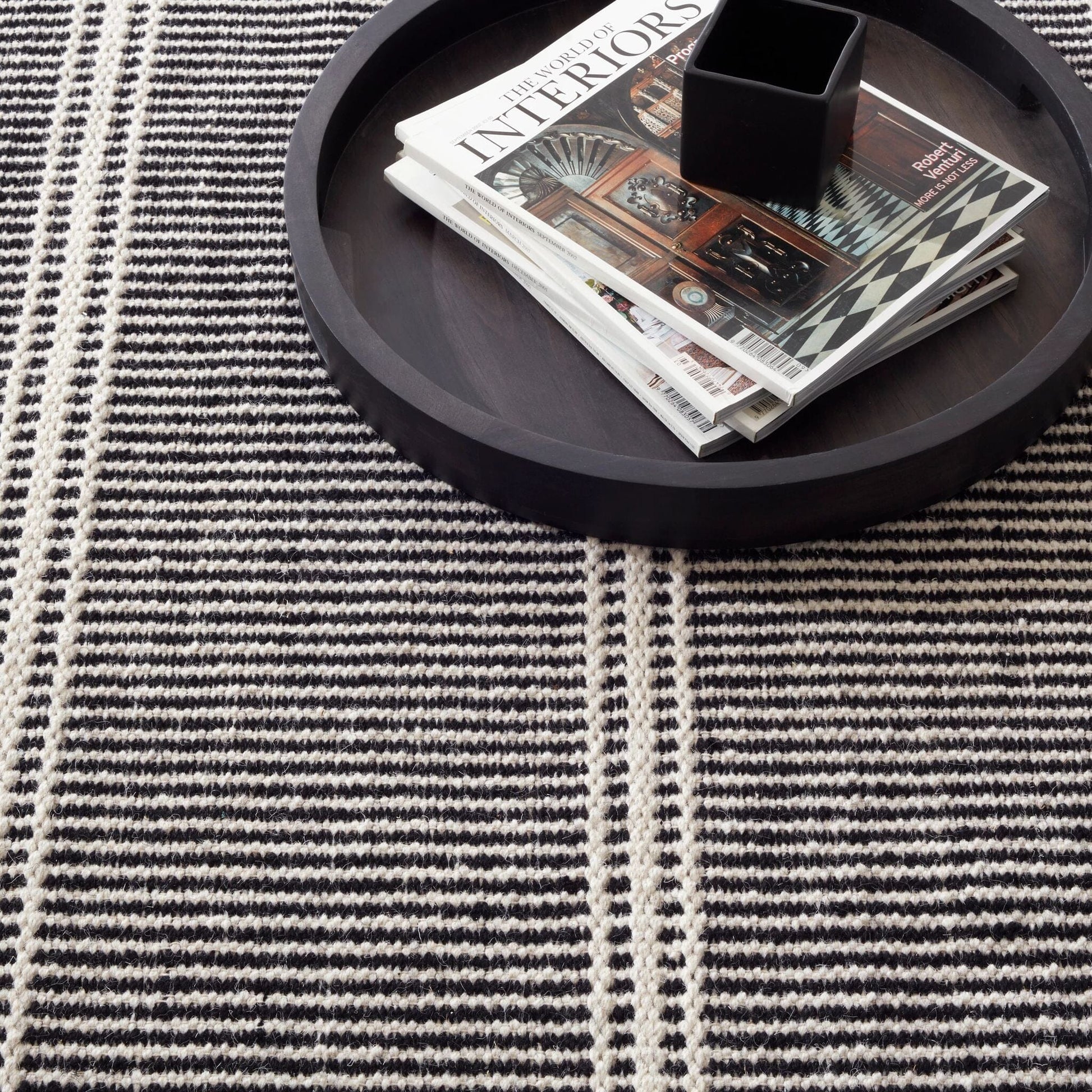 Malta Black/Ivory Handwoven Wool Rug Rugs 