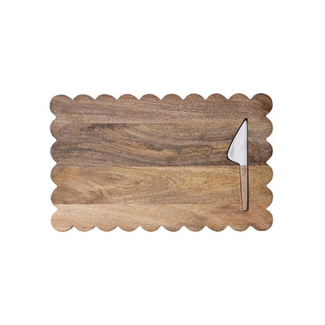 Mango Wood Scalloped Cheese Board Kitchen 