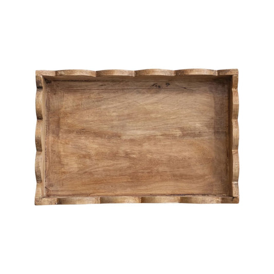 Mango Wood Scalloped Tray Kitchen 