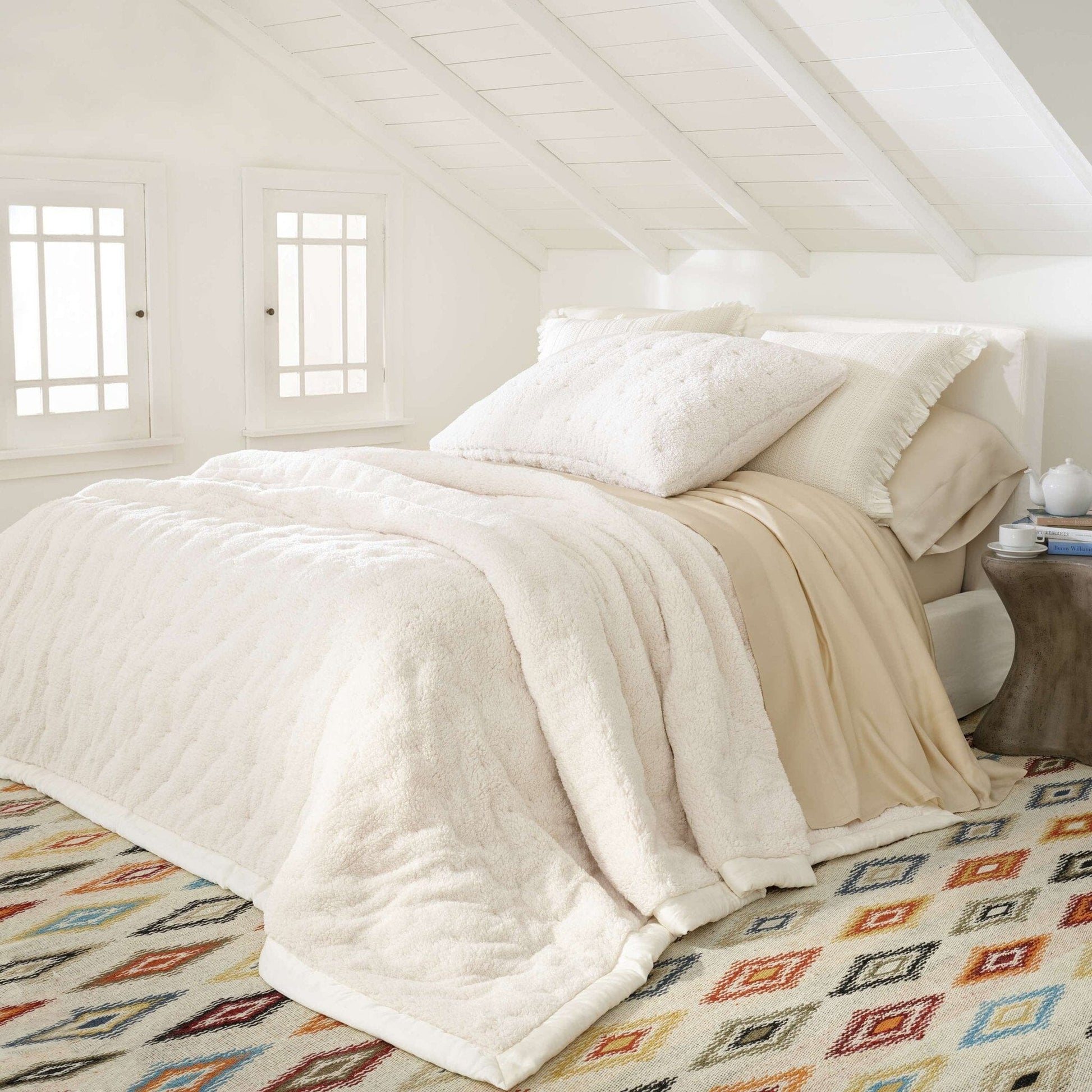 Marshmallow Fleece Ivory Puff Sham Quilted Sham 
