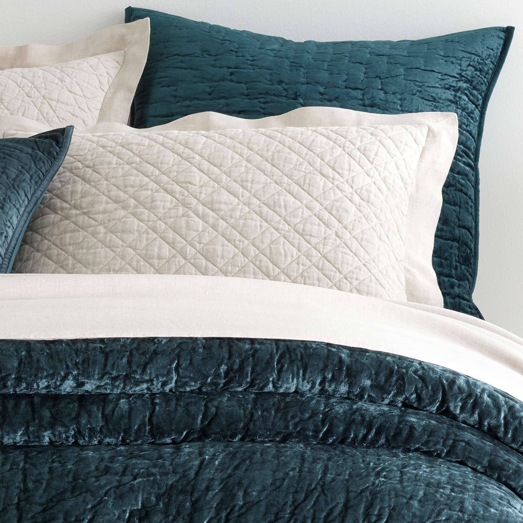 Matte Velvet Juniper Quilted Sham Quilted Sham 