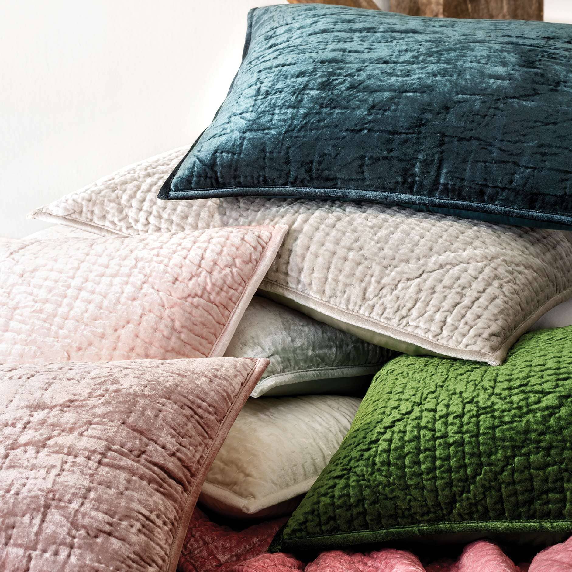 Matte Velvet Juniper Quilted Sham Quilted Sham 