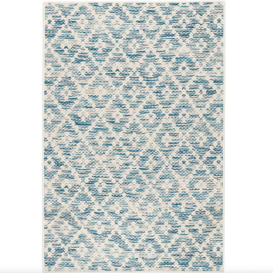 Melange Diamond Blue Machine Washable Rug WASHABLE 