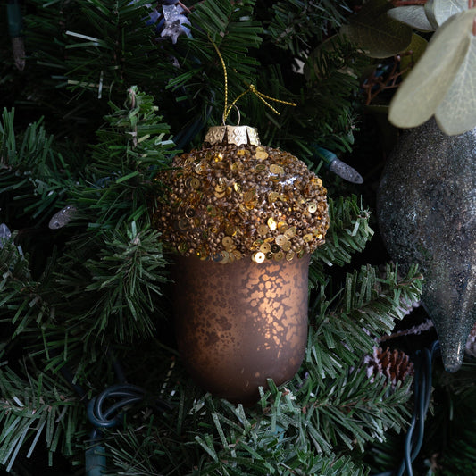 Mercury Glass Acorn Ornament - Brown Objects & Accents 