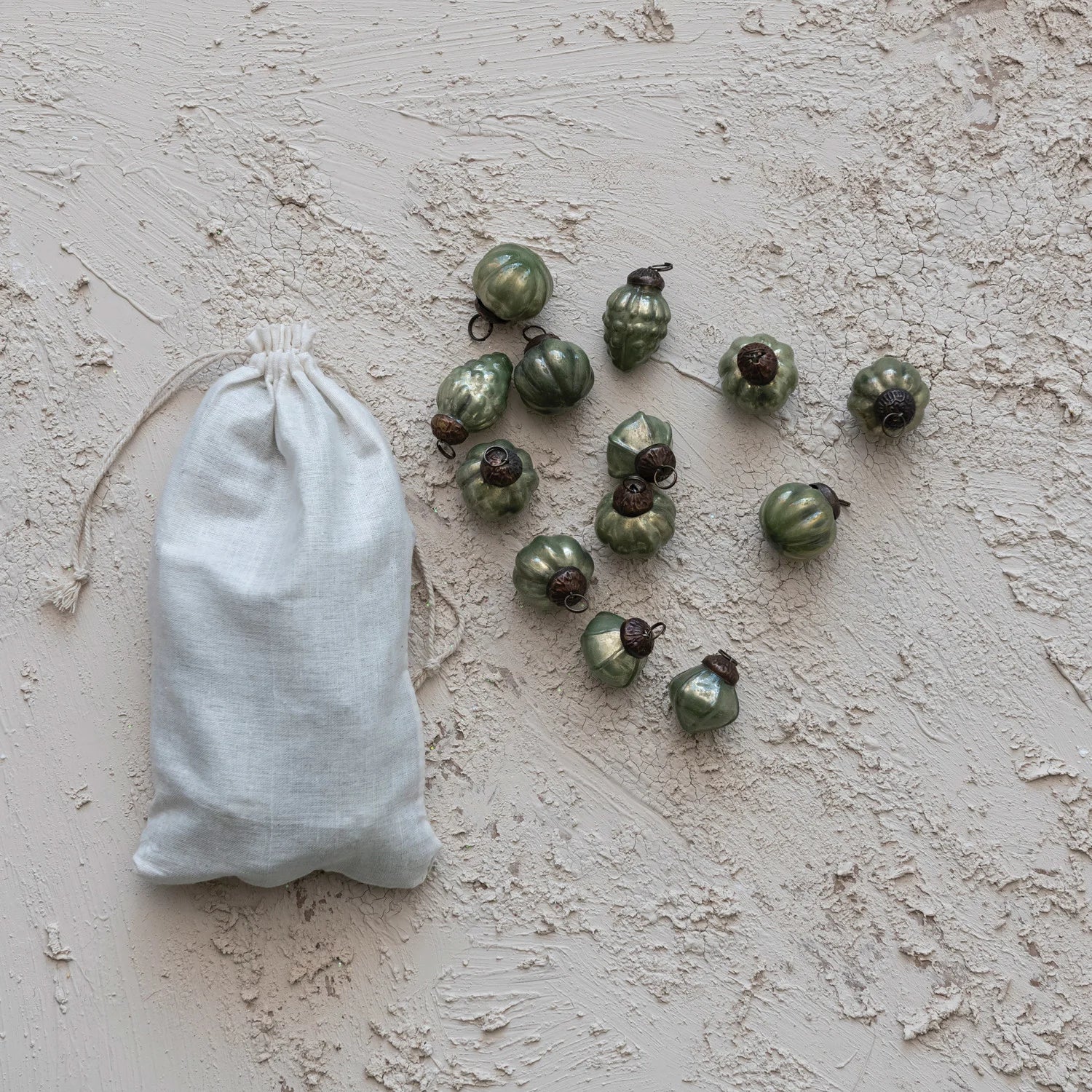 Mercury Glass Ornaments - Olive Green Objects & Accents 