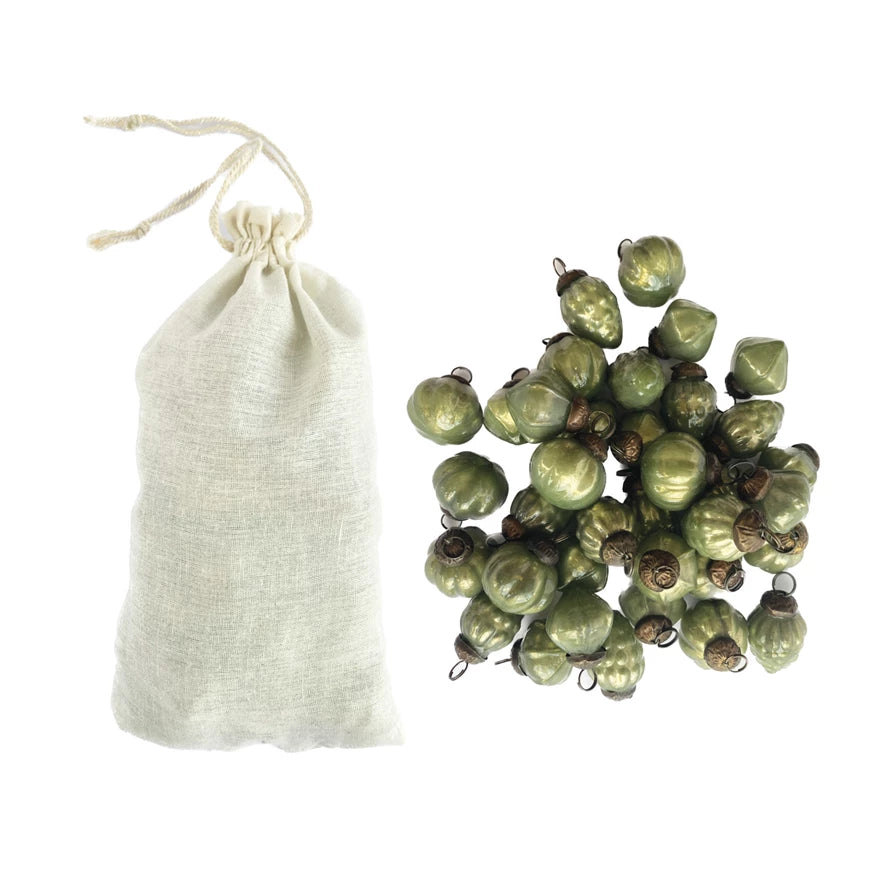 Mercury Glass Ornaments - Olive Green Objects & Accents 