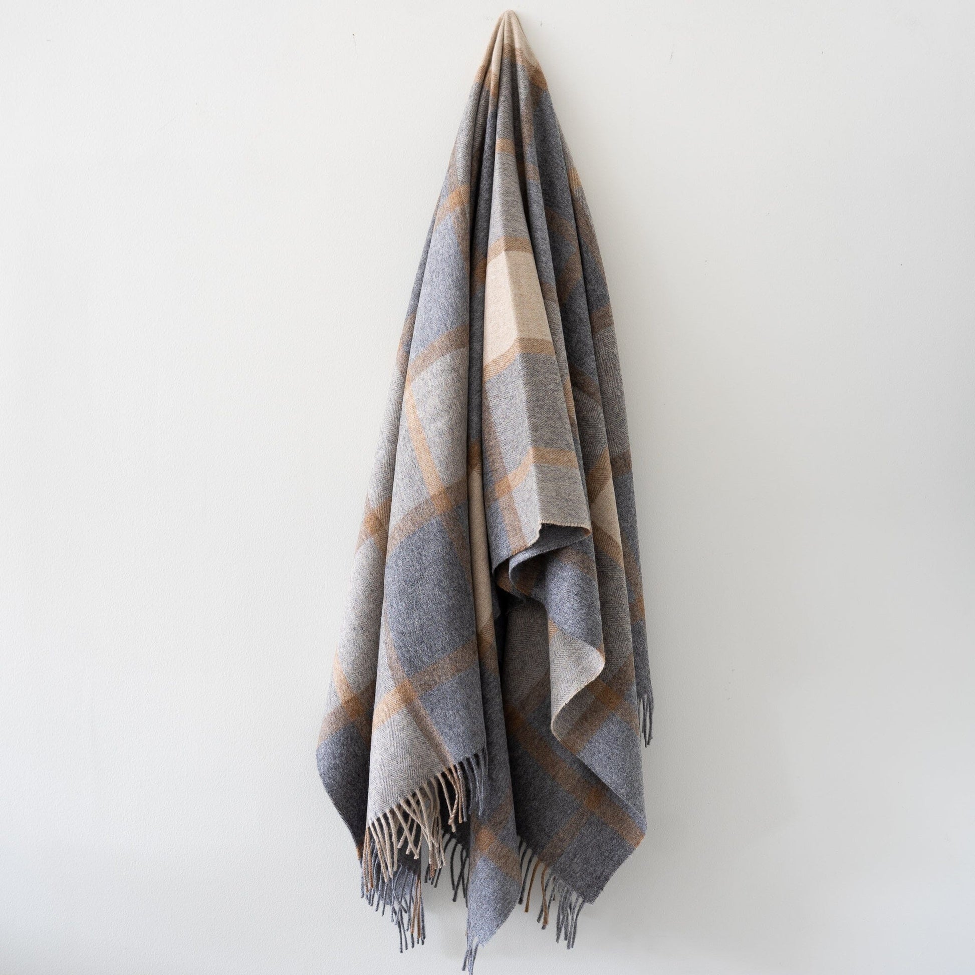 Merino Lambswool Throw- Beige/Grey Block Window Throws 